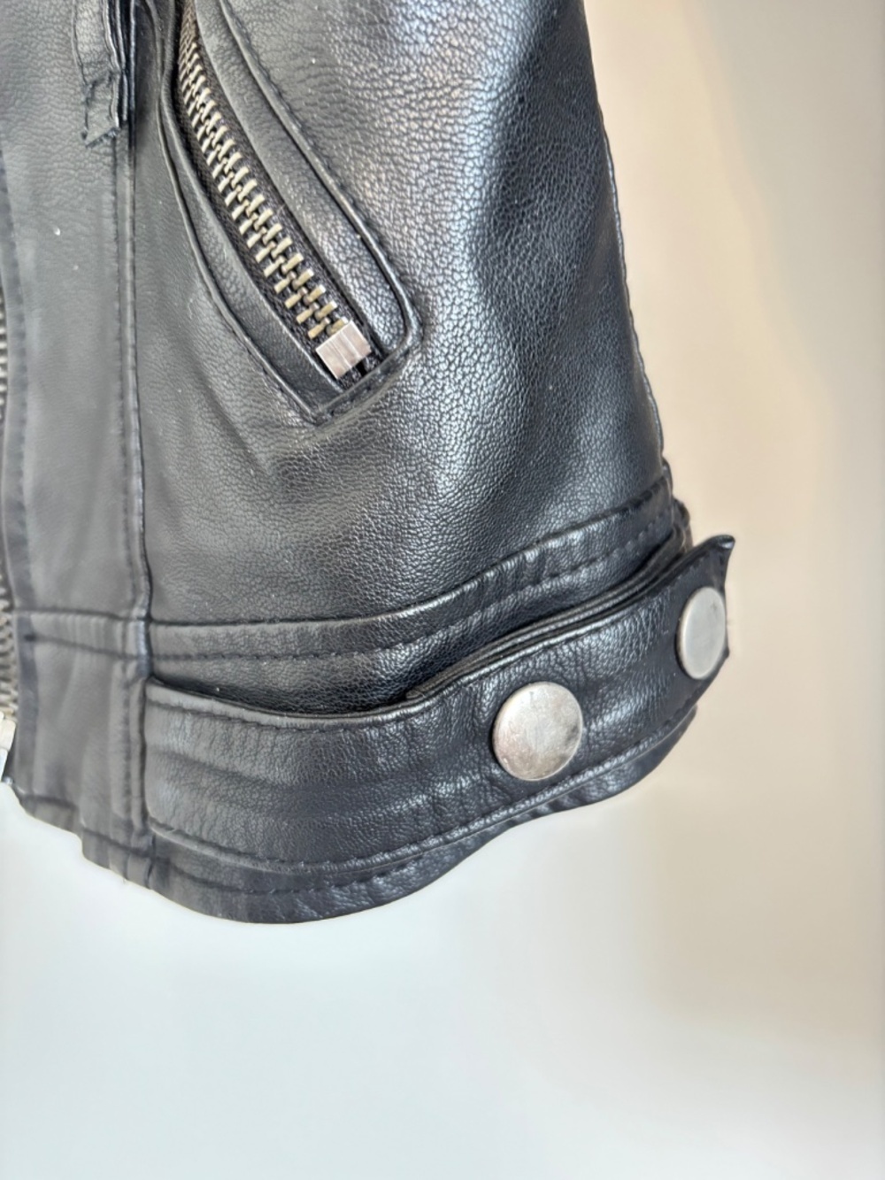TopShop Nelly Black Faux Leather Biker Jacket Size 4 - Picture 8 of 12
